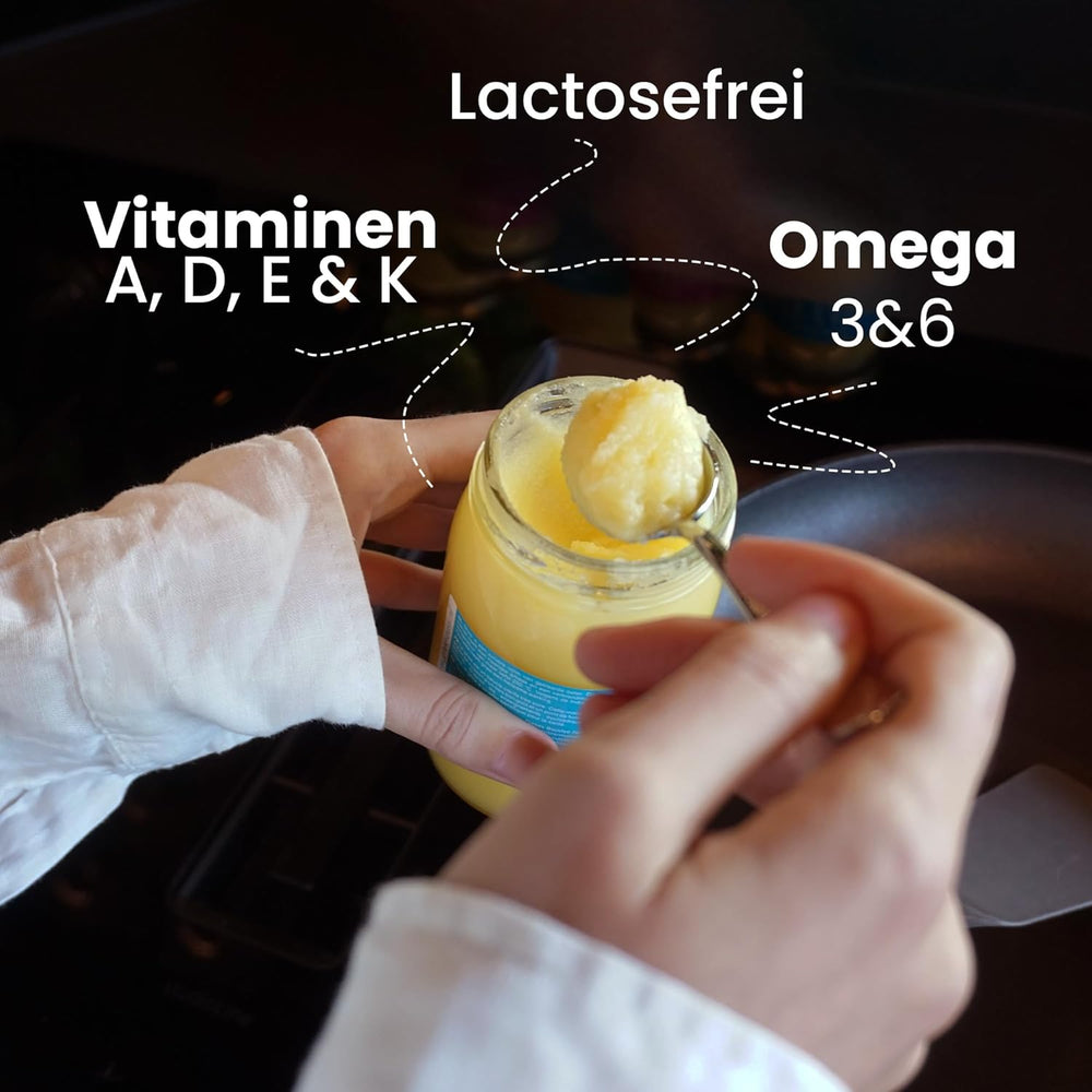 Ghee Easy 850g Ghee Bio von Grasgefütterten Kühen - Ghee Butter ohne Zusatzstoffe - Zertifiziert Organisch & Biologisch - Hochreines Ayurveda Ghee ohne Lactose und Gluten - 100% Europäisch