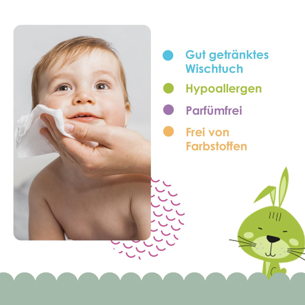 Cleanic Baby Eco Pure Water Wet Wipes – (1 x 50 stk.) Vådservietter til børn og spædbørn – parfumefri, skyllebar, følsom hud – 50 stk.
