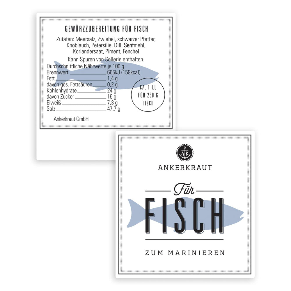 Ankerkraut Für Fisch, zuckerfrei, mit Zwiebel, Knoblauch og Pfeffer, 230 g im Streuer