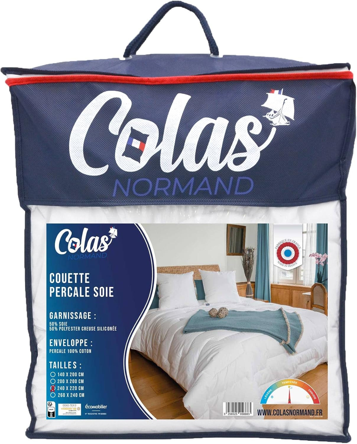 Bomuld Percale Quilt 240 X 220 cm Høj kvalitet 100% Percale Bomuld Blød og behagelig Holdbar Fin finish Lavet i Frankrig Hvid Naty Shop Dyner og dyner Hvid 2 personer (Standard)