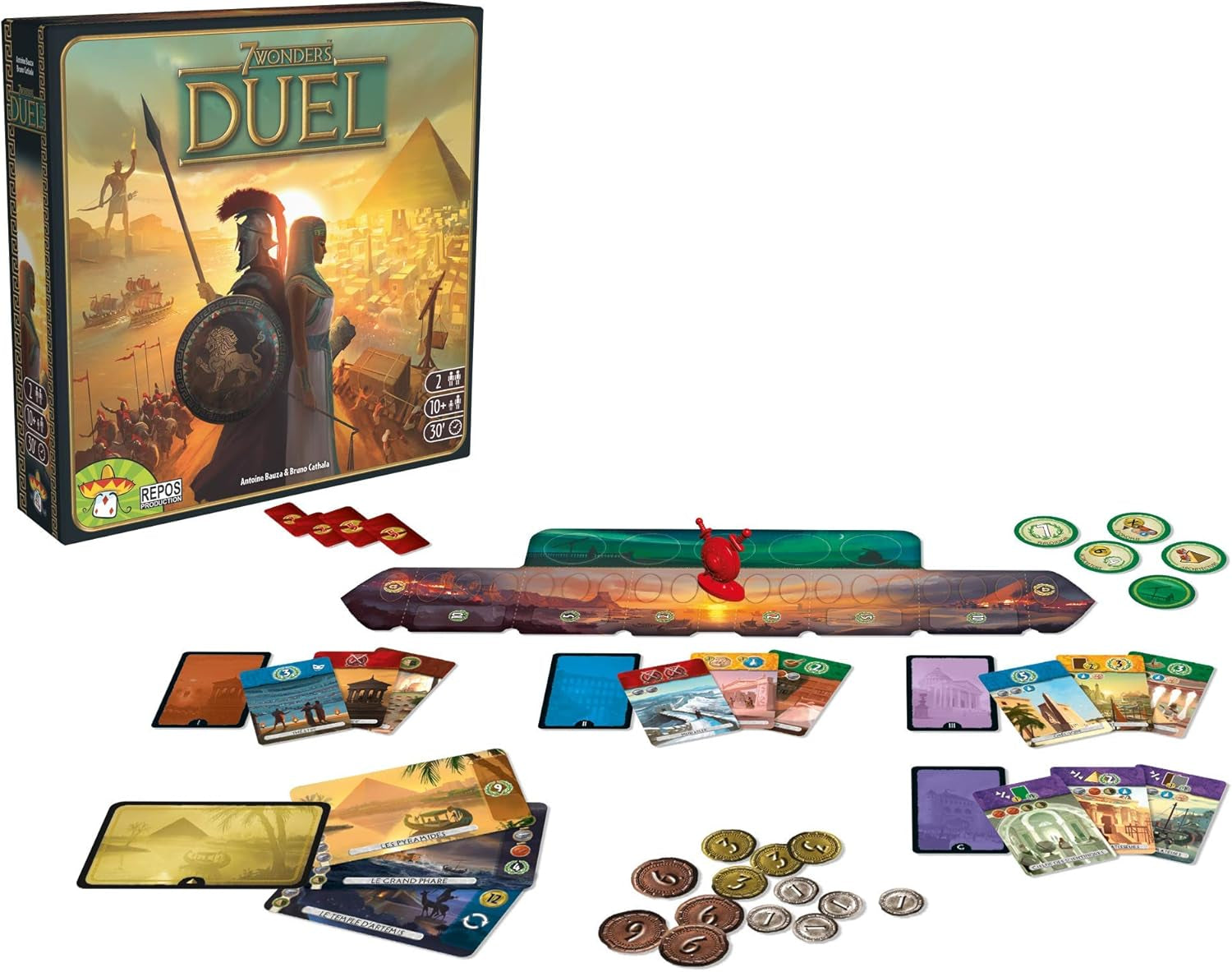 Asmodee 7 Wonders Duel, Core Game, Connoisseur Game, Strategi Game, 2 Players, Ages 10+, 30 Minutes, German