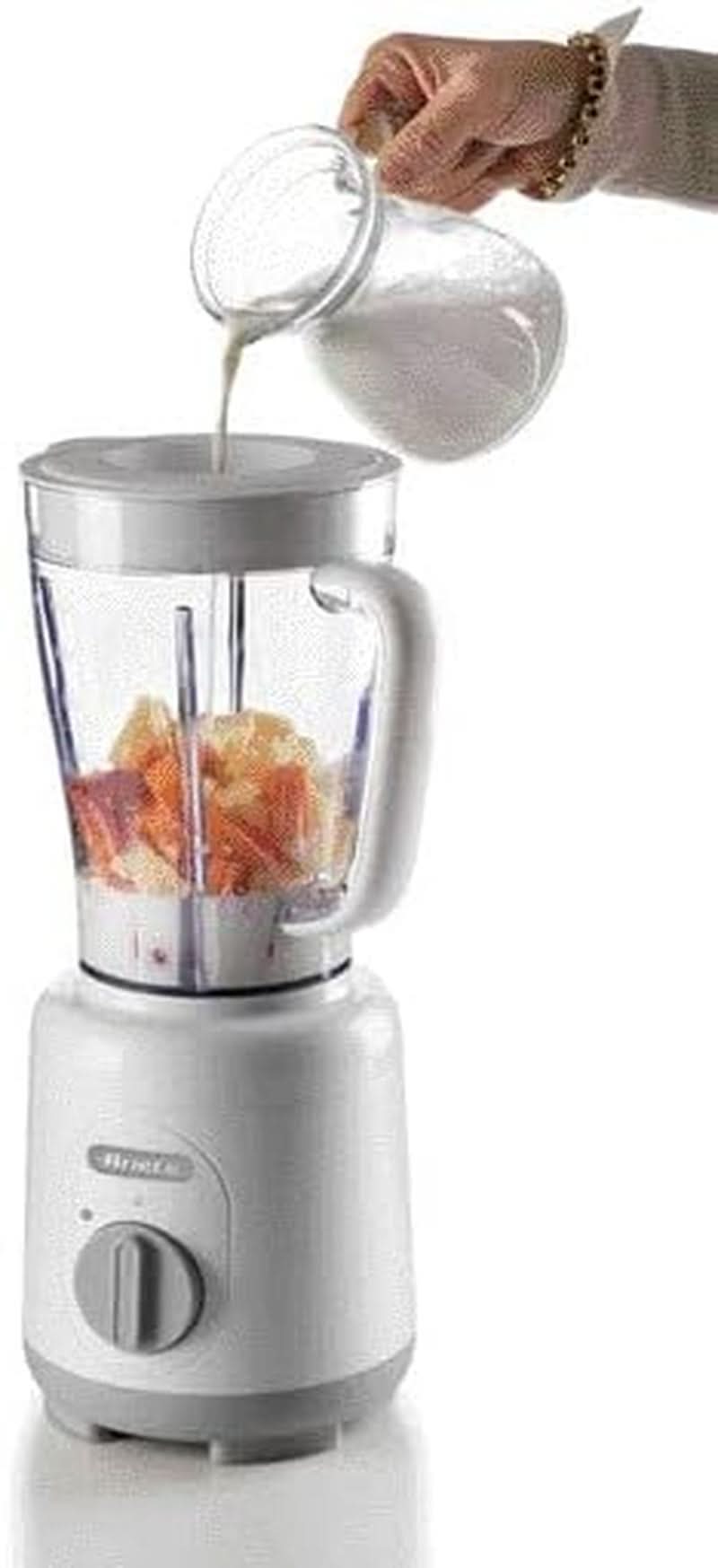 Ariete Breakfast 586 Blender, Elektrischer Mixer Mit 4 Edelstahlklingen, 2 Geschwindigkeiten + Pulse-Funktion, Anti-Rutsch-Füße, Aufsatzdeckel, 1,5 L Fassungsvermögen, 500W, Weiß Mama si Copilul Naty Shop