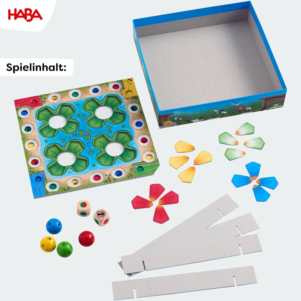 HABA Jumping Game - Terningespil for 3 år og opefter med pop-up åkander og spilvariationer, fremmer tælle og motoriske færdigheder, 2-4 spillere - 1305272001