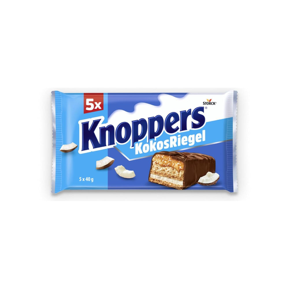 Knoppers Peanut Bar – 1 x 200 g (5 barer) – Mælkechokoladebar med peanutcreme, hakkede saltede peanuts, karamel og mælkechokolade