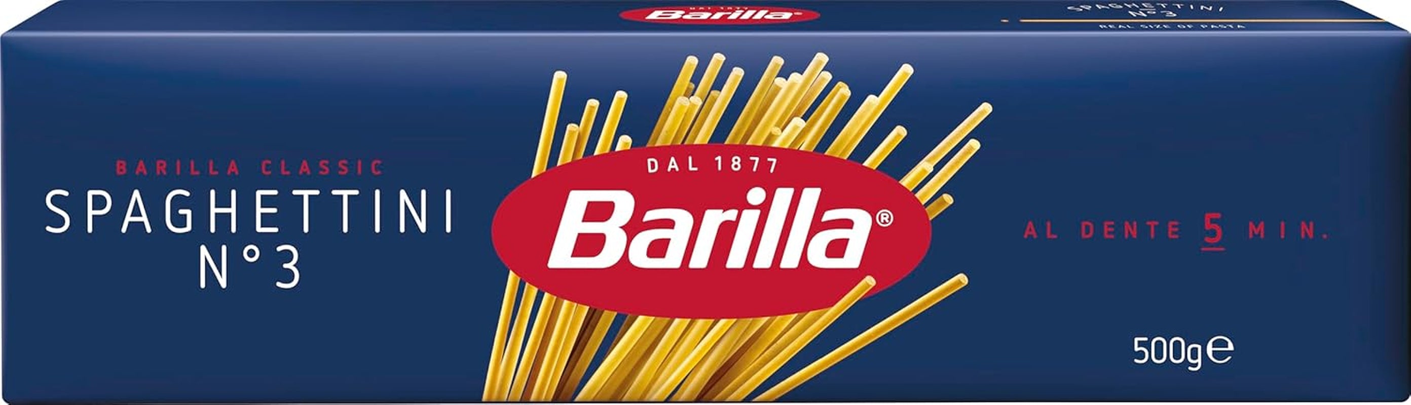 Pasta Barilla Classic Spaghettini no. 3 højkvalitets durumhvede, altid al dente (1 x 500 g)