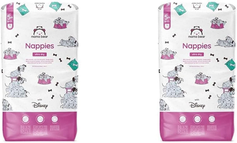 Mama Bear Disney Ultra Dry Bleer størrelse 4 (8-14 kg), hvid, 84 stykker (1 pakke) Naty Shop størrelse 5+ (11-17 kg) (2 pakke) Individuel pakke