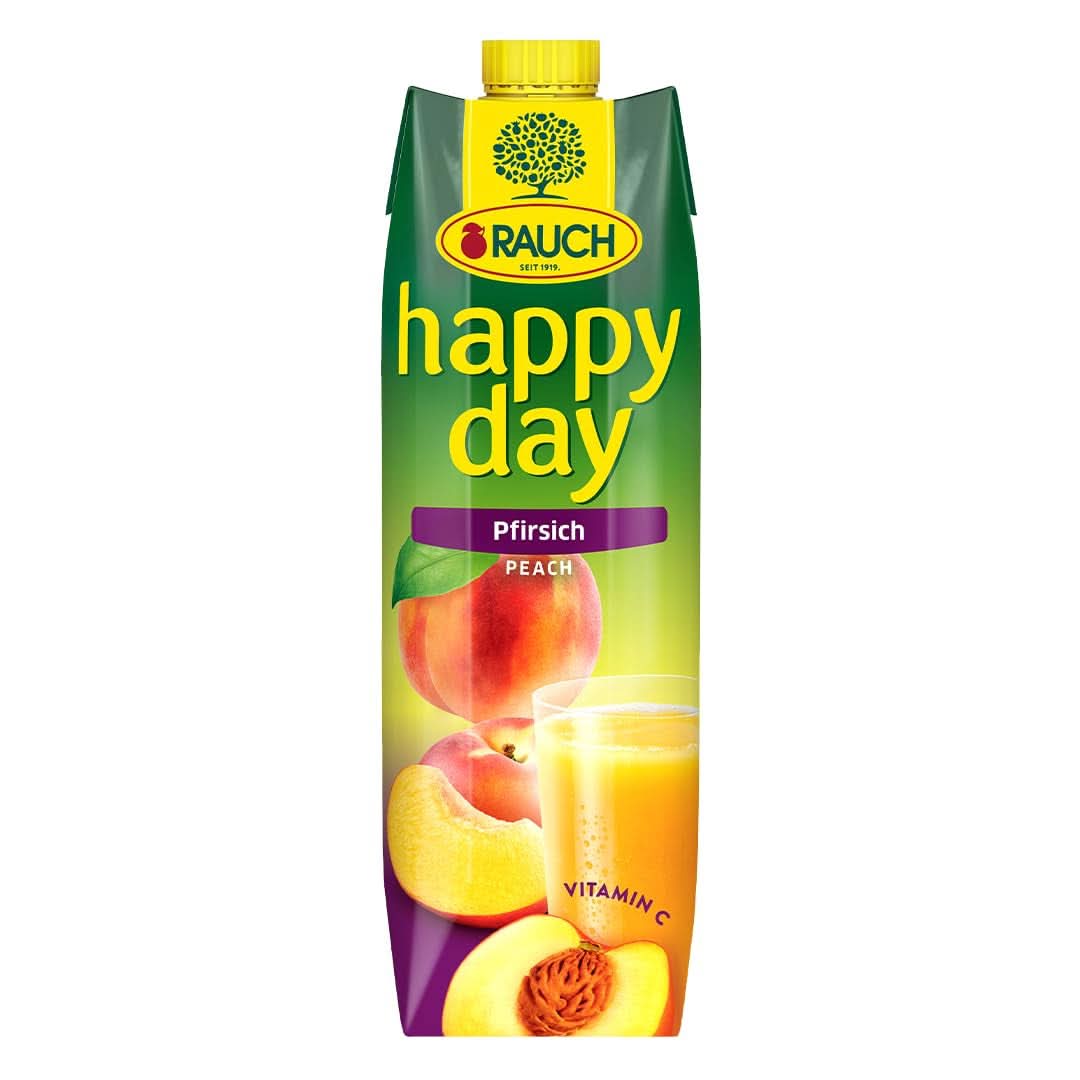 Rauch Happy Day Peach | Fra frugter modnet i solen | 6 x 1 liter, Tetra Prisma Alkoholfri drikkevarer Naty Shop