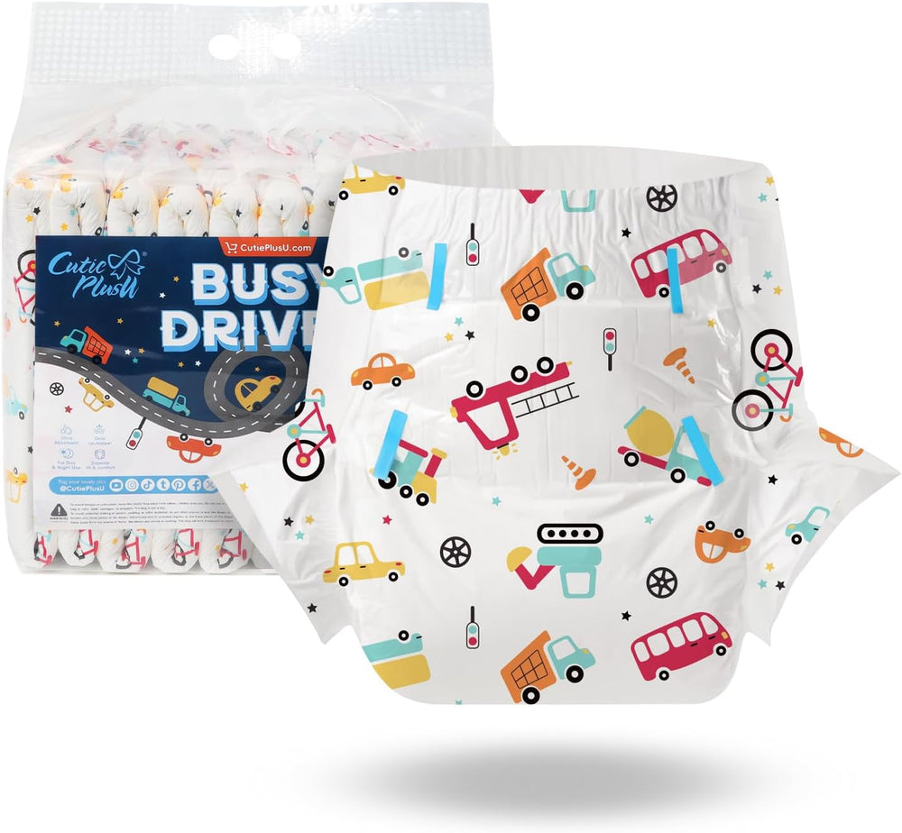 CutiePlusU voksenbleer, 10 stykker, engangsinkontinenstrusser med lagen til kvinder og mænd, maksimal absorptionsevne natten over - lille prinsesse (stor størrelse 94-119 cm)