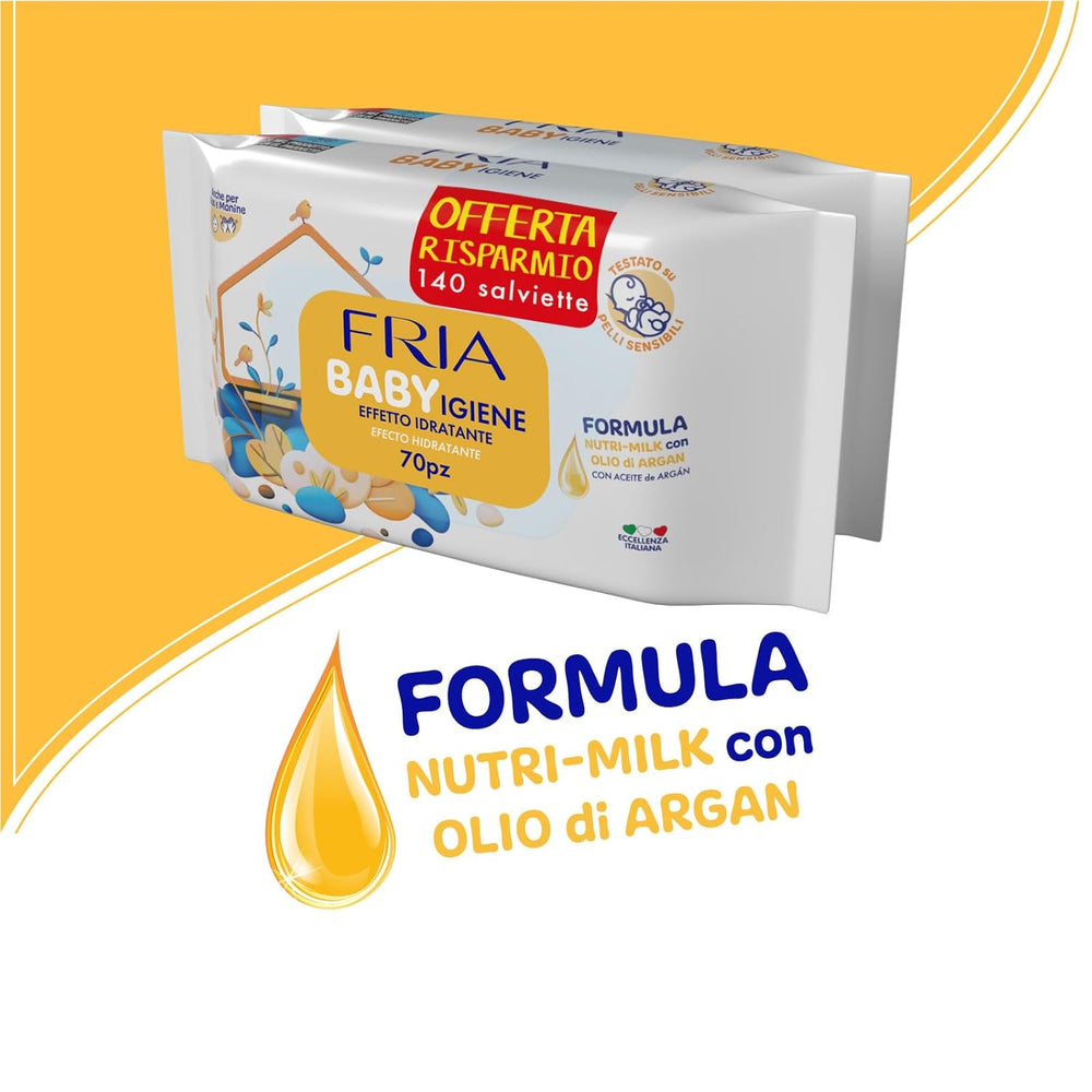 Vådservietter, pakke med 2 (144 servietter)