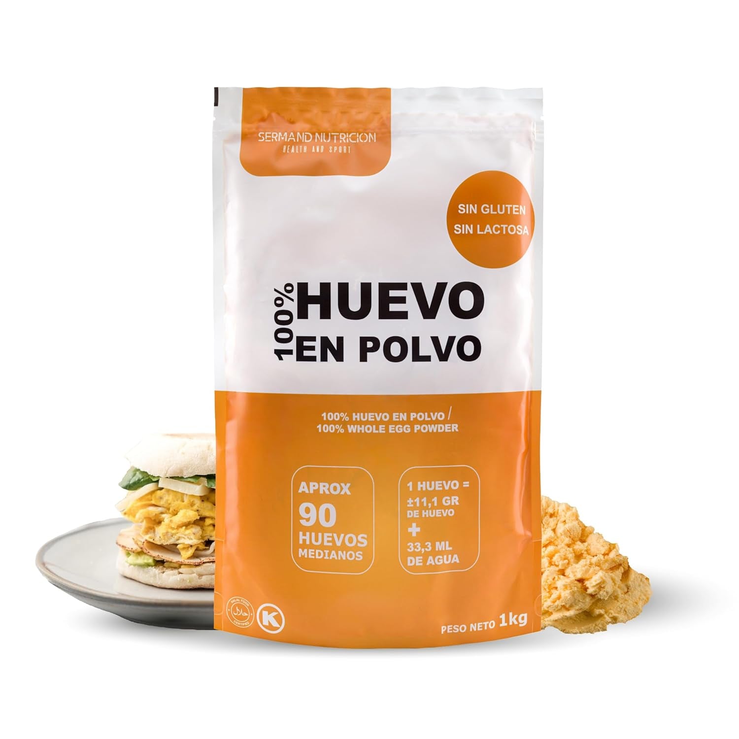 Eipulver aus Freilandeiern (1kg) | Pasteurisiertes Vollei Pulver | Ohne Zusatztoffe | Glutenfri & laktosefri | Vakuumverpackung i Zip-Beutel