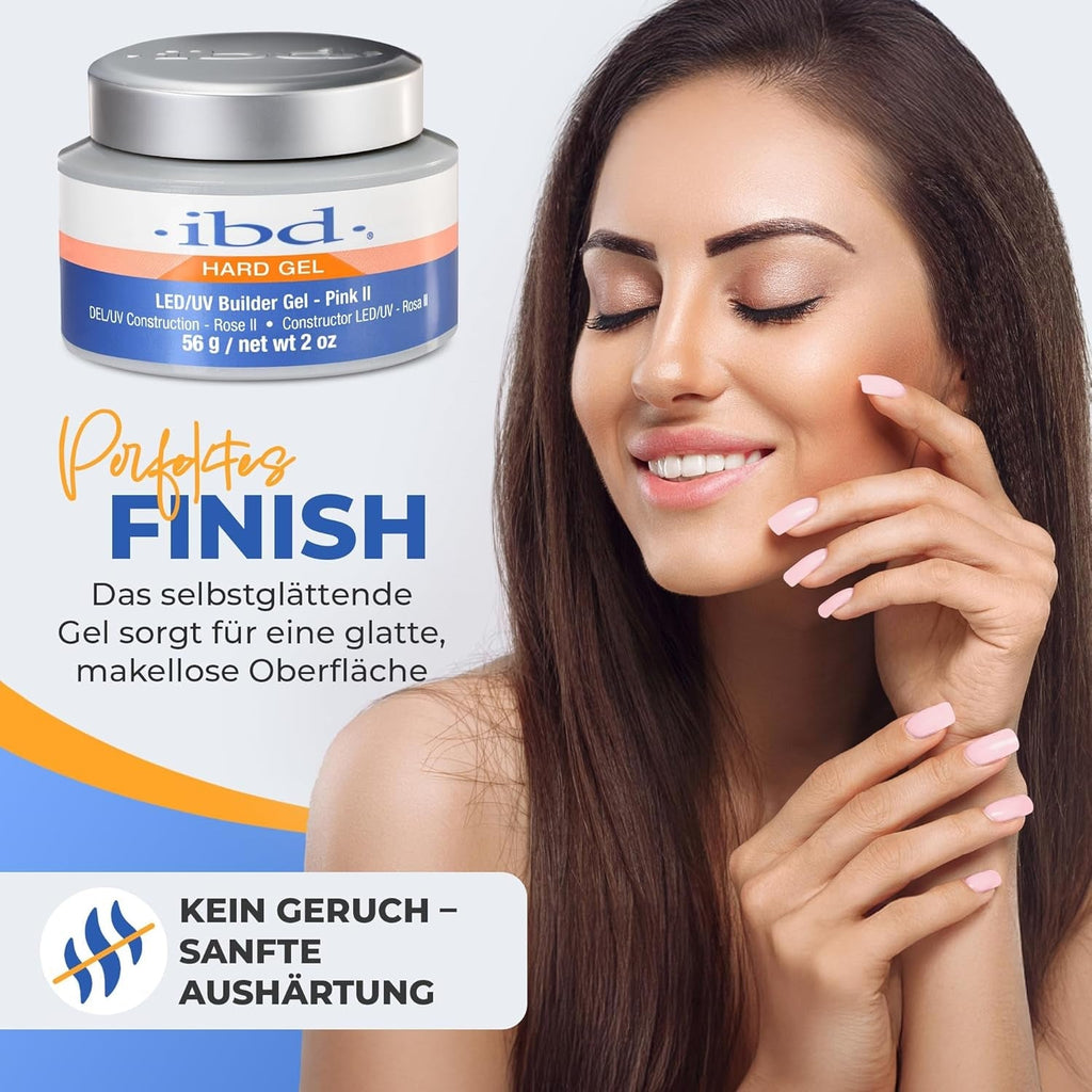 IBD Hard Gel – Gel de construcție LED/UV roz II, 1 pachet (1 x 56 g) – Fabricat în SUA – Construcție unghii acasă – Fără programări sau saloane de unghii zgomotoase