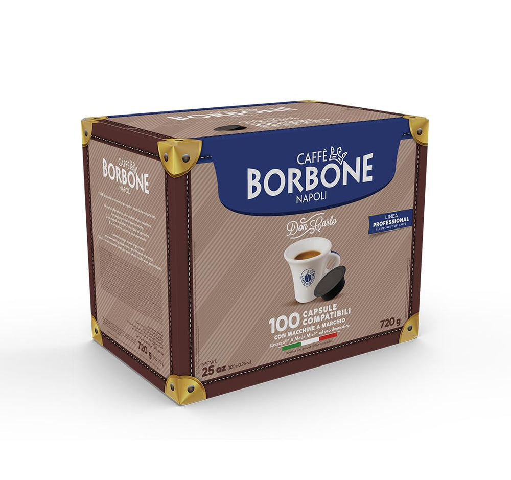 Caffè Borbone Kaffee Kapseln Don Carlo, Blaue Mischung - 100 stück - Kompatibel mit Kaffeemaschinen der Marke Lavazza®* A Modo Mio®*