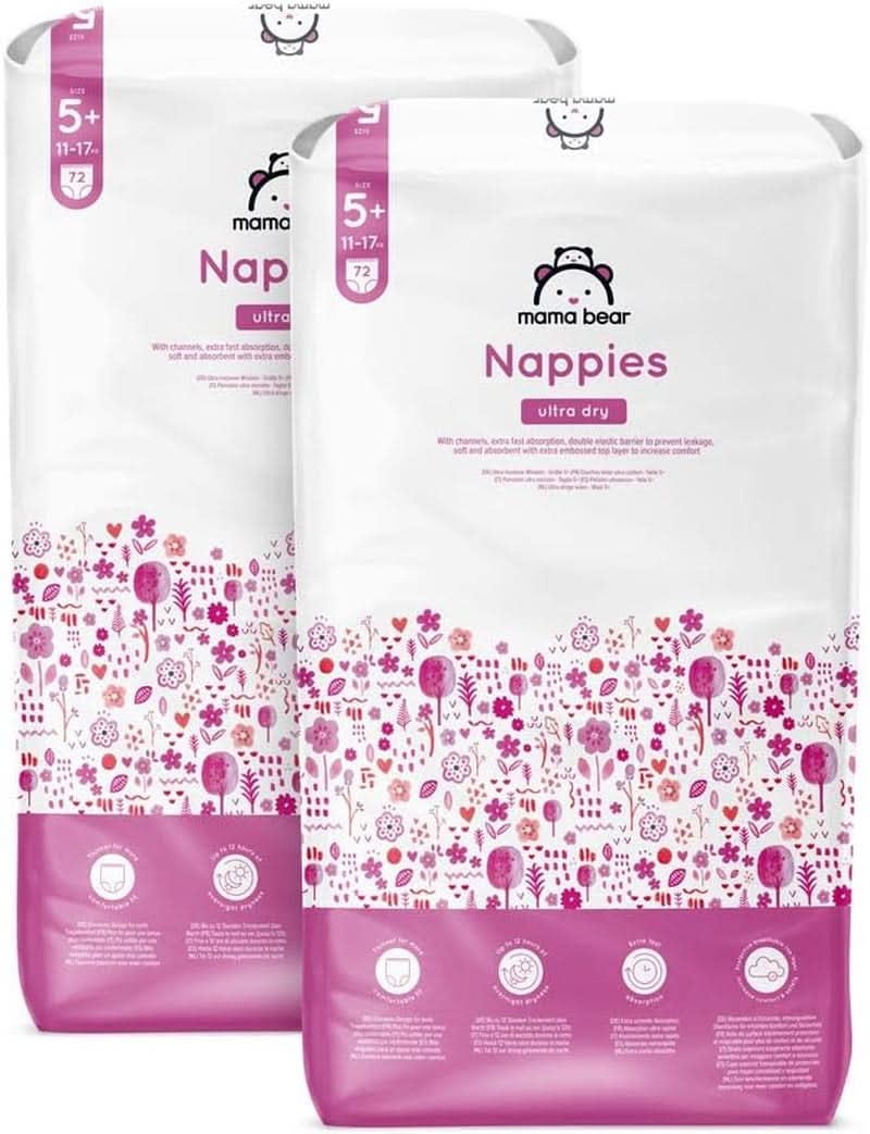 Scutece Mama Bear Ultra Dry, diverse marimi si cantitati Mama si Copilul Naty Shop 5+ (11-17 Kg) Pachet lunar