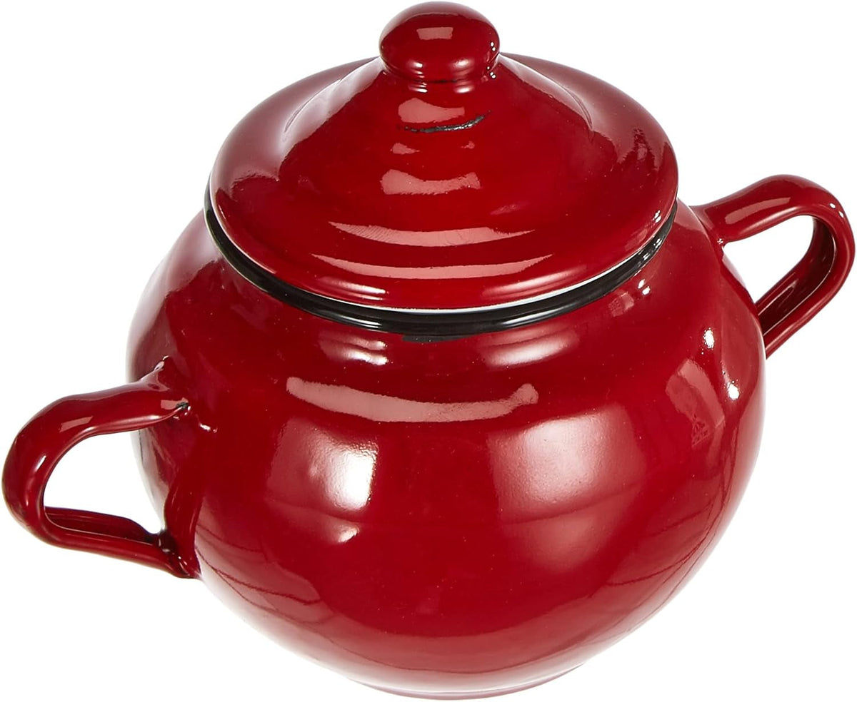 Zahărniță Roja cu capac, 0,5 l, din oțel emailat roșu, 10 x 10 x 20 cm, 2 bucăți