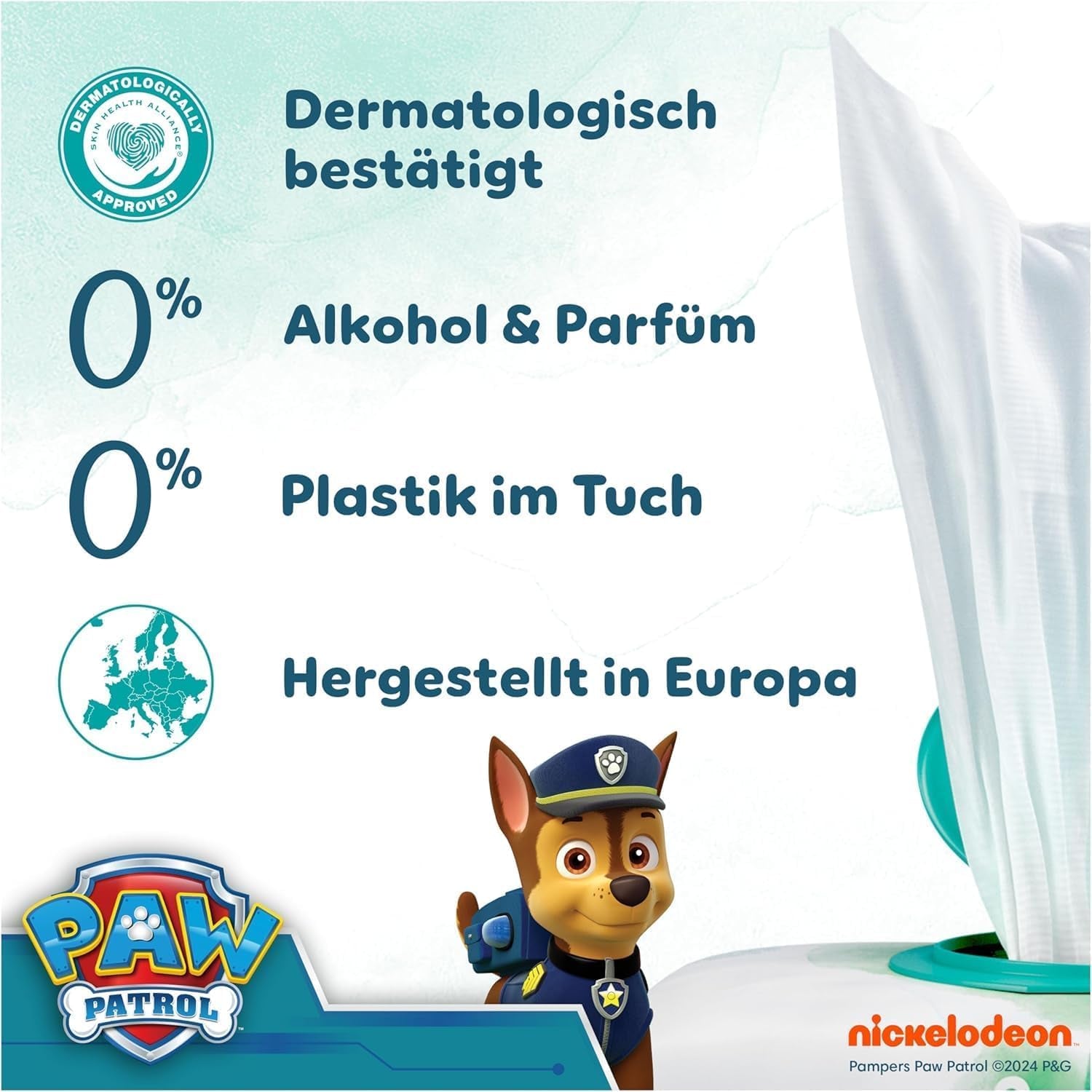 Pampers Harmony Aqua Babyservietter Paw Patrol 15 Pakke med 48 Servietter 720 Babyservietter hjælper med at genoprette hudens naturlige pH-balance Light Lotion 99% Vand