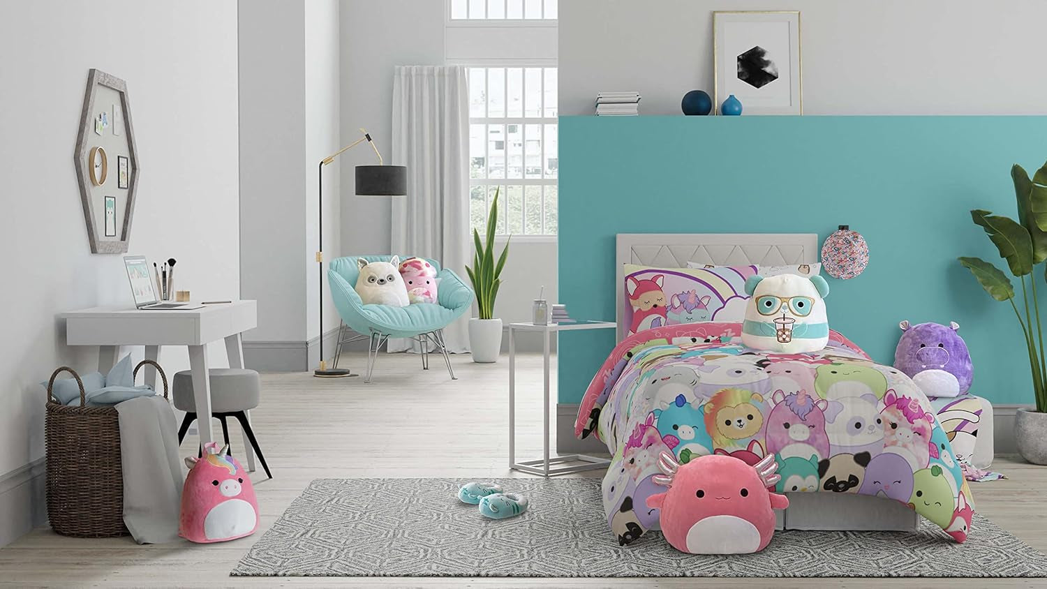 Franco Squishmallows sengetøj, blødt mikrofiber, til dobbeltsenge Dyner og dyner Naty Shop