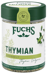 Fuchs Gewürze - Timian gerebelt - Mediterranean Kräuternote für Feta, Gemüse und Fleischgerichte - naturlige ingredienser - 20 g i wiederverwendbarer, genbrugsbarer Dosis