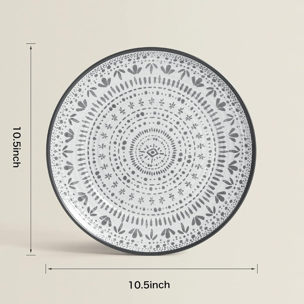 Set de tacâmuri pentru camping din melamină, format din 24 de piese, pentru 8 persoane - set de farfurii și set de tacâmuri din melamină, perfect pentru rulote, petreceri în grădină și petreceri pe terasă