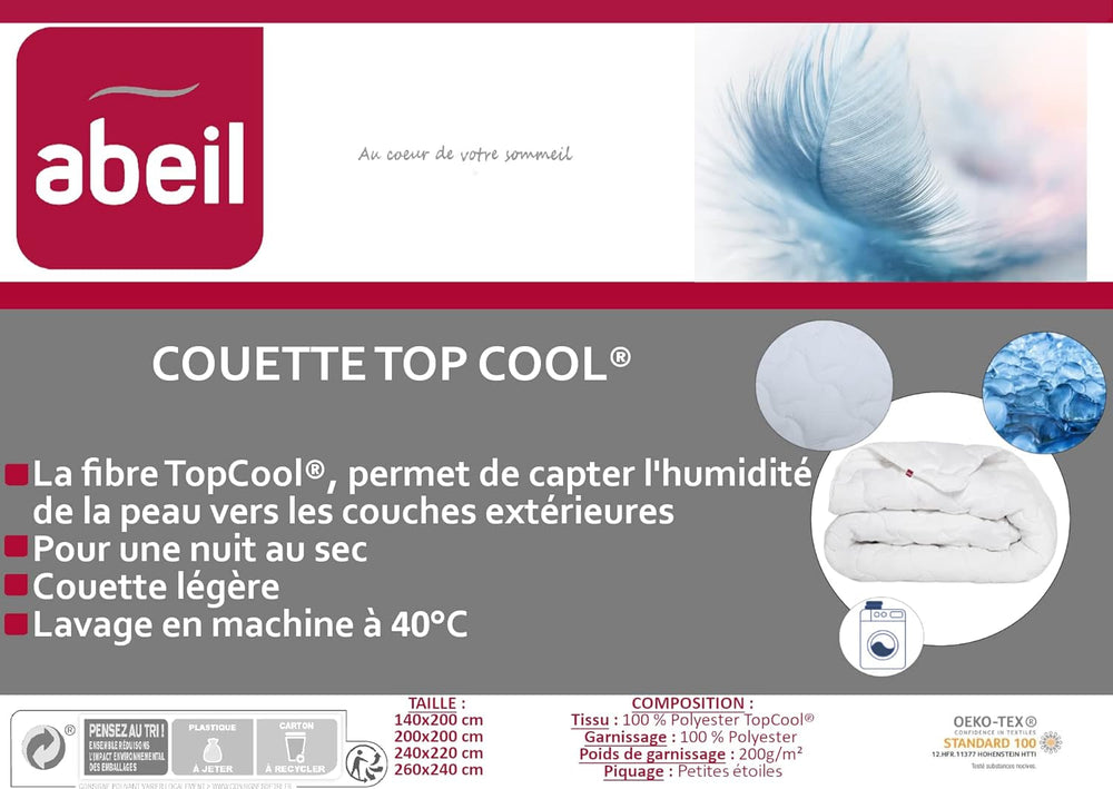 Abeil 1388 Dyne Topcool, tynd, fugtregulator, hvid, 240 X 260 Cm Dyner og dyner Naty Shop