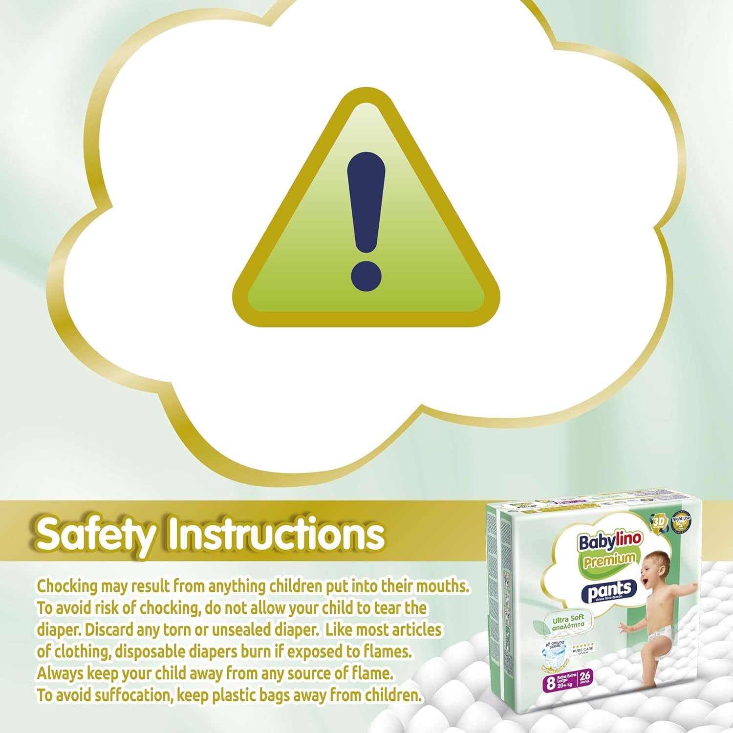 Premium bukser størrelse 8 med ultra-blødt filter, XXL (20+ kg), 104 stk.