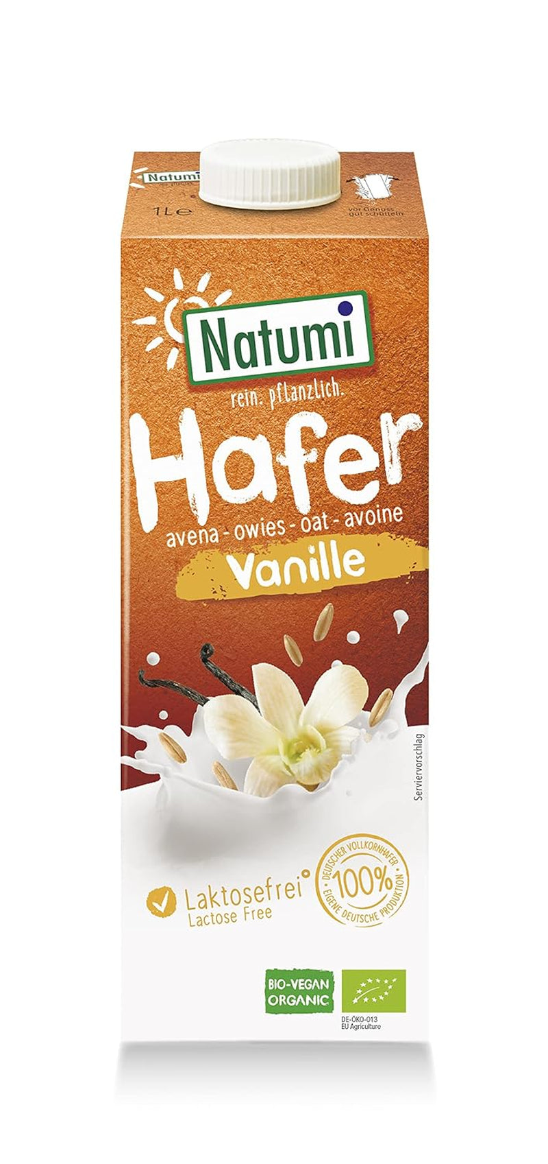 Natumi Bio Haferdrink Glutenfrei, 8 x 1L - Naturland zertifiziert, Laktosefrei, Glutenfrei, Ohne Zuckerzusatz, Bio, Vegan, Hergestellt mit deutschem Hafer, Milchfreie milchfreie Alternative