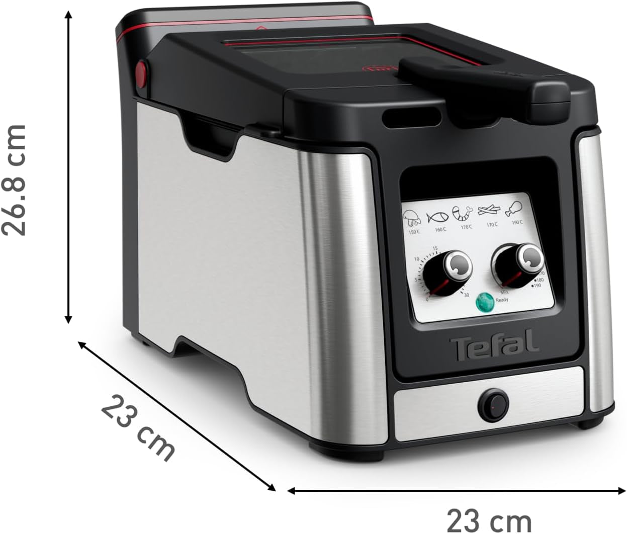 Tefal FR600D Clear Duo frituregryde, stegning med mindre røg og lugt, 1,2 kg kapacitet, termostat, timer, stort udsigtsvindue uden tåge Hvidevarer Naty Shop