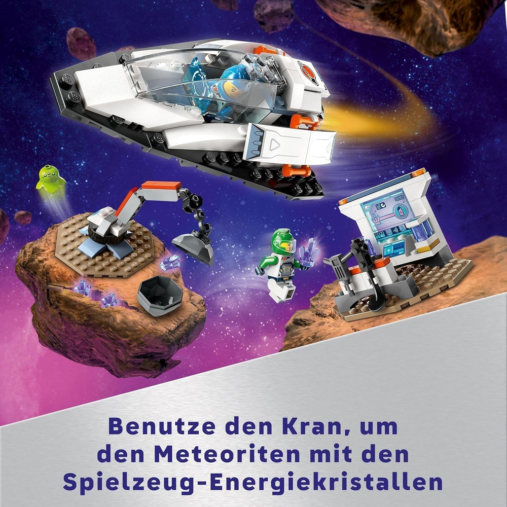 LEGO City Space Asteroid Recovery, jucărie spațială cu navă spațială, stație spațială, 2 minifigurine și o figurină extraterestră, cadou pentru copii, băieți și fete de la 4 ani 60429 Seturi de constructie Besuche den LEGO-Store