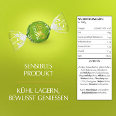 Lindt LINDOR Chokolade med Pistacie | 1 kg genlukkelig pose | ca. 80 mælkechokoladekugler med smeltet pistacie-cremefyld i munden | Bulkpakke, pralinegave