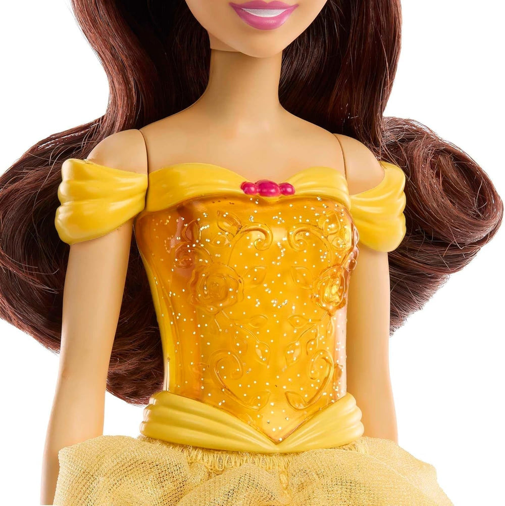 Mattel Disney Princess Legetøj Movable Belle Fashion Doll med funklende tøj og tilbehør Disney film inspireret gave til børn HLW11 Naty Shop Dolls
