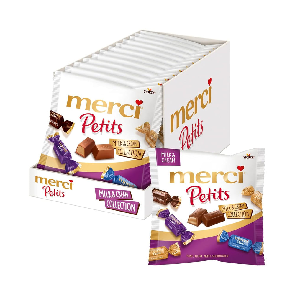 Merci Petits kaffecreme - 12 x 125 g - Små hvide chokoladepraliner på fin chokolade med kaffecreme - individuelt indpakkede chokoladepraliner