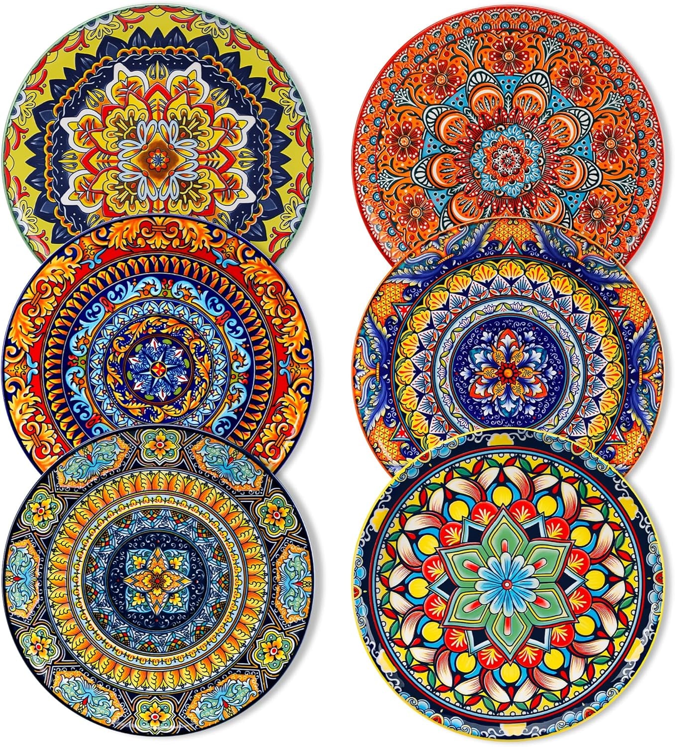 Set de 6 farfurii pentru desert, set de farfurii Vancasso KRVI pentru 6 persoane, Ø 22 cm, potrivit pentru mașina de spălat vase și cuptorul cu microunde, farfurii pentru paste, farfurii pentru micul dejun, farfurii pentru tort