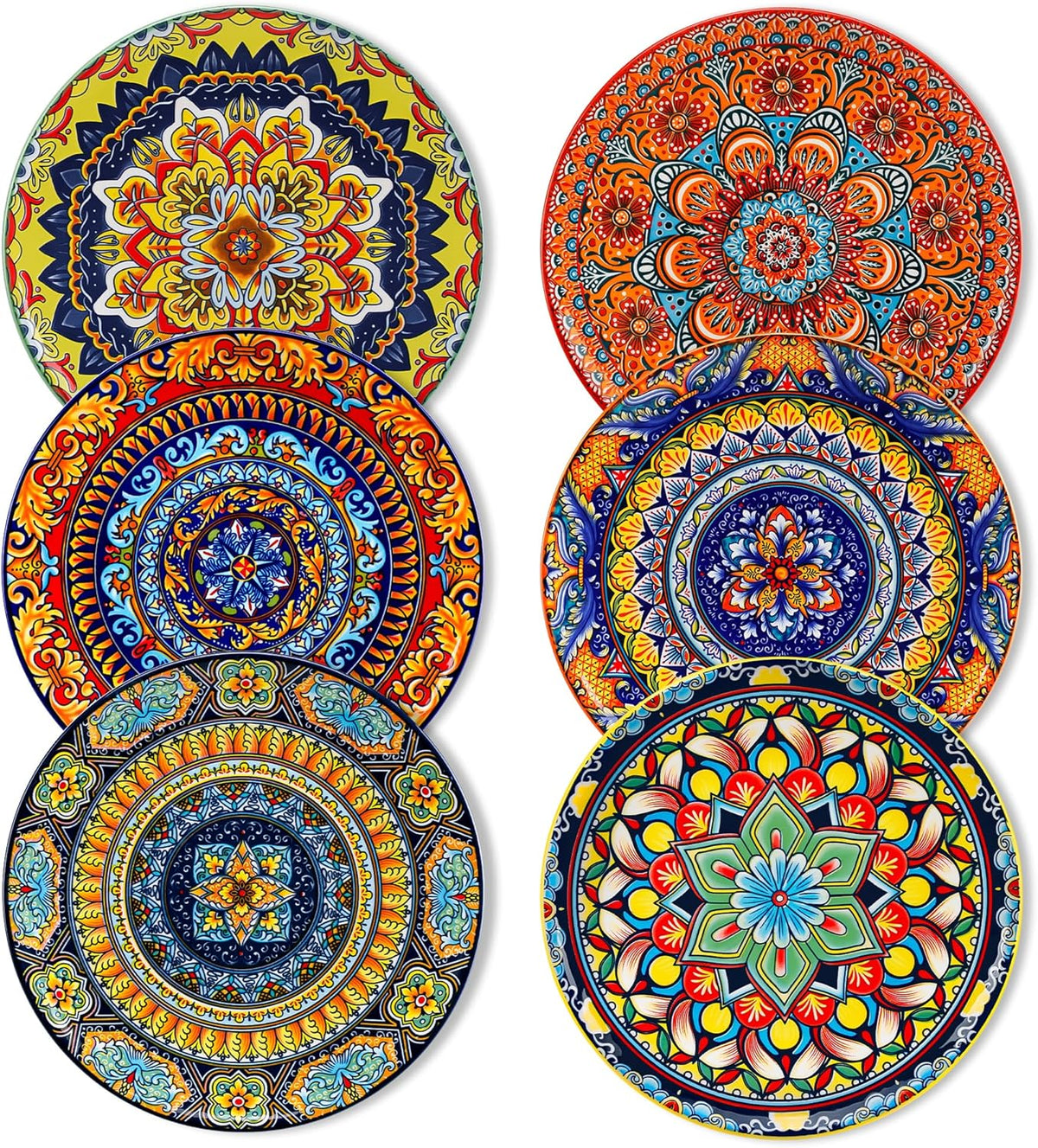 Set de 6 farfurii pentru desert, set de farfurii Vancasso KRVI pentru 6 persoane, Ø 22 cm, potrivit pentru mașina de spălat vase și cuptorul cu microunde, farfurii pentru paste, farfurii pentru micul dejun, farfurii pentru tort