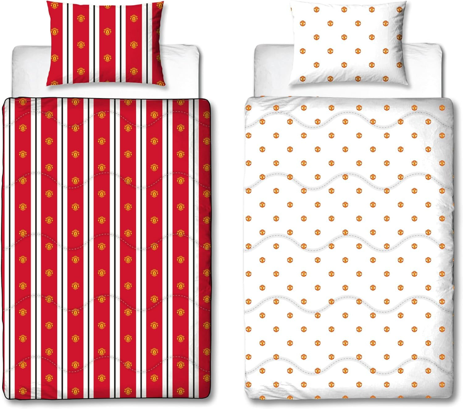 Manchester United FC officiel enkeltdyne, vendbar, rød og hvid, betrækløs, fodbolddyne, pudebetræk, vaskbar, perfekt til rejser, overnatninger, 10,5 Tog dyner og dyner Naty Shop Standardtitel