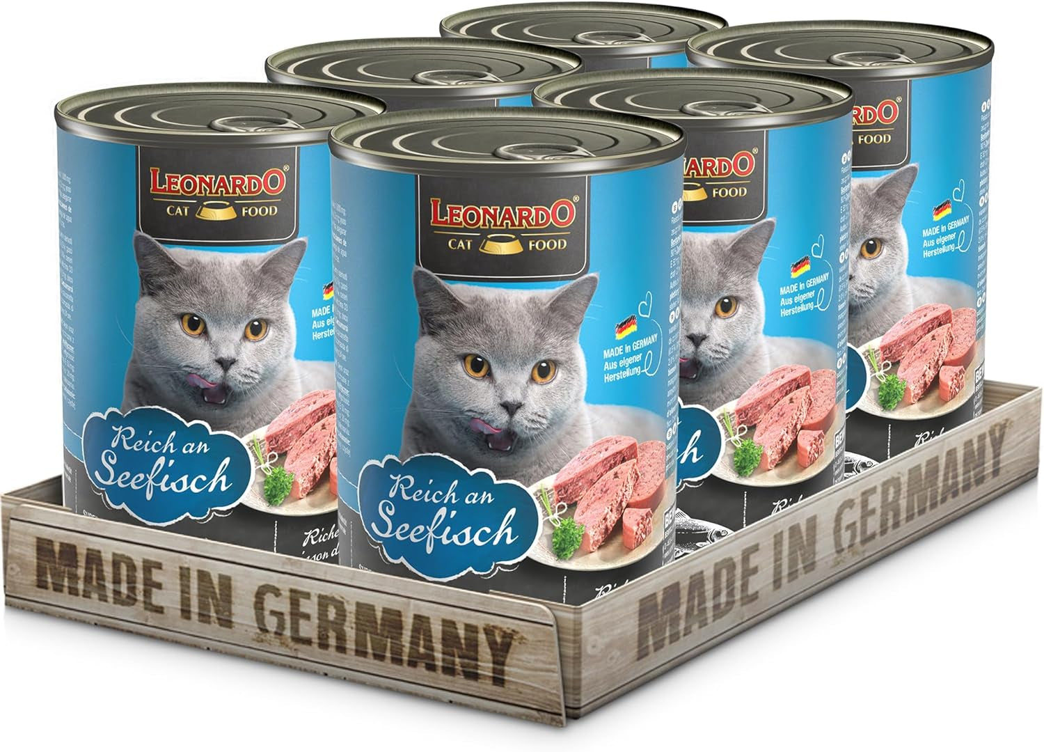 LEONARDO Hrană umedă [6x400g Fructe de mare] | Hrană umedă fără cereale pentru pisici | Hrană umedă completă la conservă