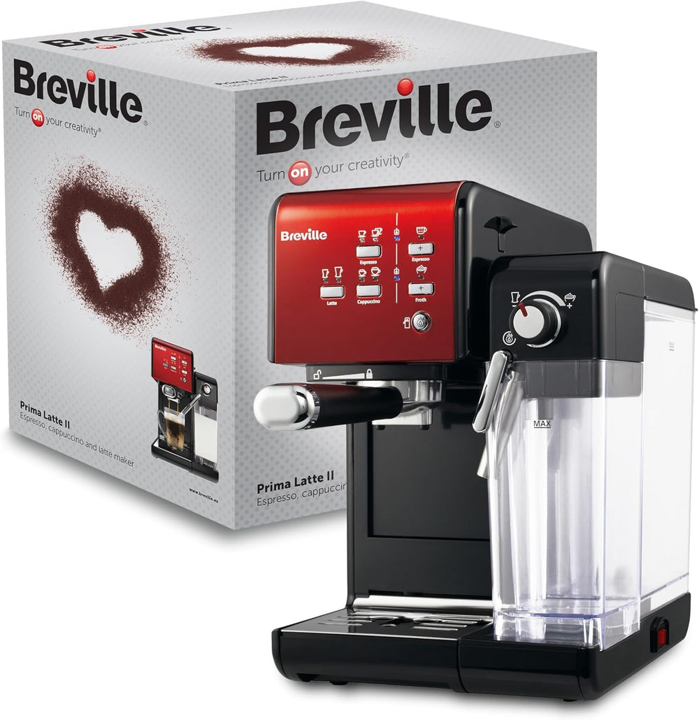 Espresso Breville Prima Latte II | Aparat de latte și cappuccino | Pompă profesională cu 15 bari și spumator de lapte | Argintiu [VCF108X]