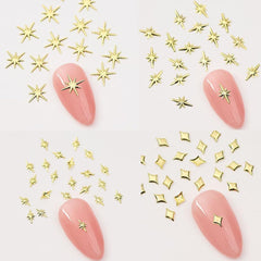 120 bucăți auriu-argintiu stele unghii farmece stele Y2K unghii metal stele unghii farmece dimensiuni mixte unghii șuruburi stea unghii design unghii artă farmece stele 3D unghii decorare unghii farmece accesorii unghii