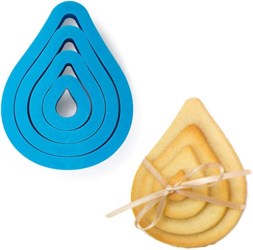 0255311 Set forme de biscuiți cu picătură, 4 piese 1,5-3,5-5,5-12 H2,2 cm, roz