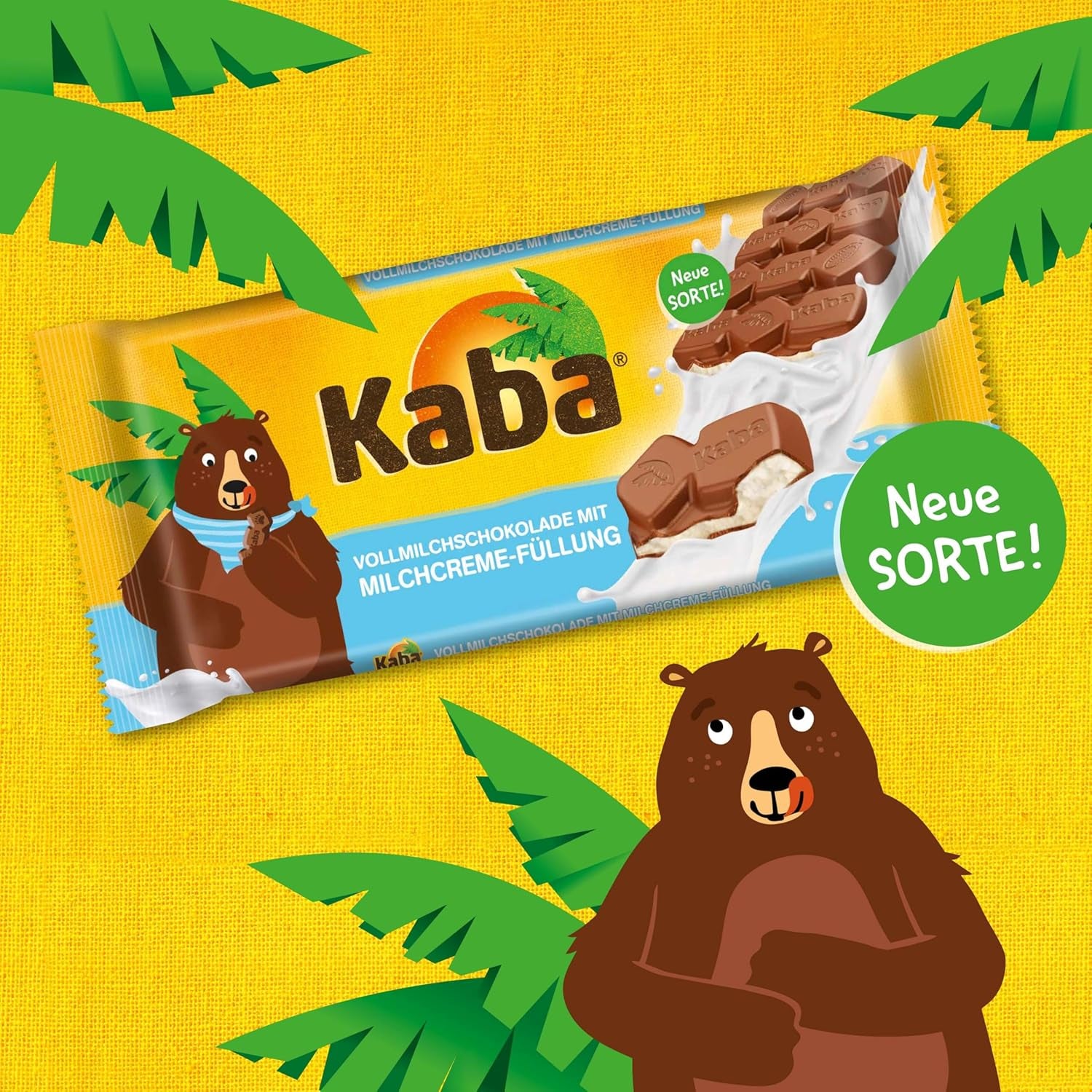 Kaba sødmælk og mælkecreme chokoladefyldt chokoladebar 90 g bar smeltende chokolade med letmælk creme og Kaba original smag (pakke med 2)