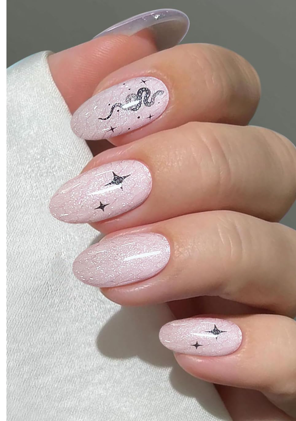 JMEOWIO Nagelfolie UV Härtend Schlange Stern UV Gel Nail Strips Nagelsticker Nagelaufkleber Nail Art Dekoration Nageldesign Zubehör