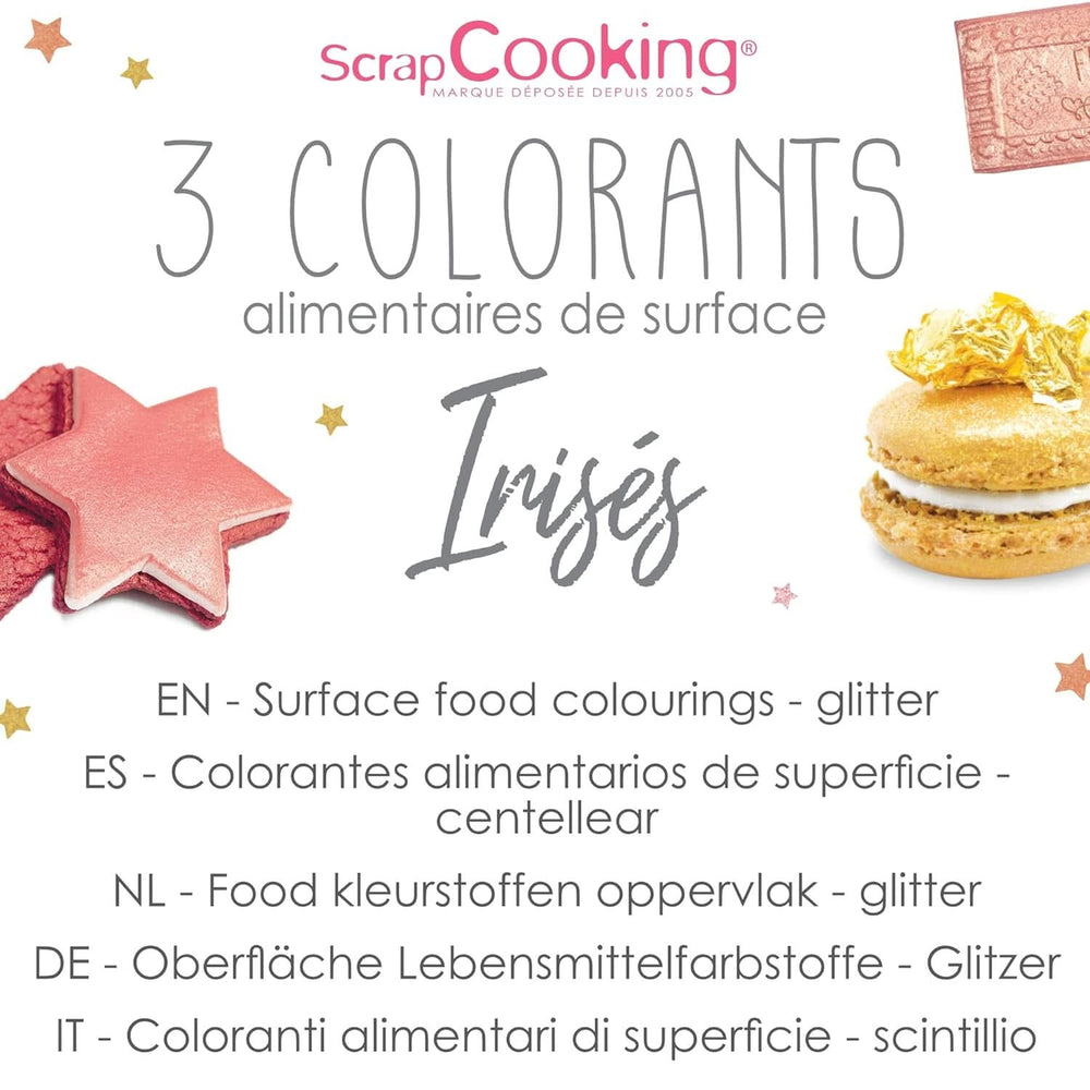 ScrapCooking, Set 3 coloranti alimentari, Auriu, Roz-Auriu si Ruby, nuante metalice, 3 x 5 grame Naty Shop