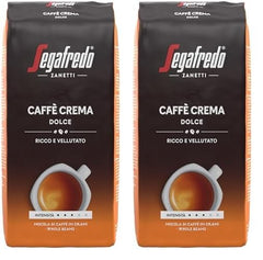 Segafredo Zanetti Caffè Crema Dolce - Boabe întregi (pachet de 1 kg) - Potrivit pentru Caffè Crema - Boabe de cafea prăjite ușor spre mediu, cu gust blând și echilibrat (pachet de 2)