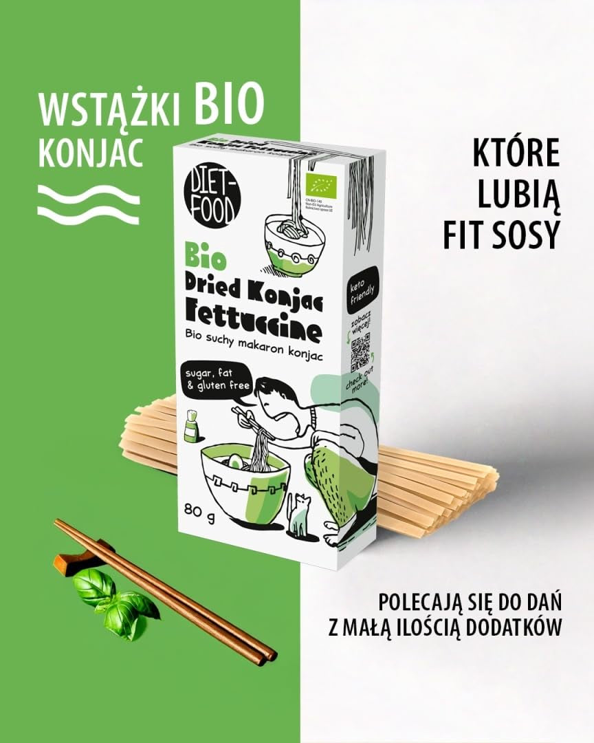 Fettuccine Konjac Shirataki Organic 80g - Lavt kalorieindhold og lavt kulhydrat, glutenfri, lavt kulhydrat, velegnet til keto diæter, med tapiokamel