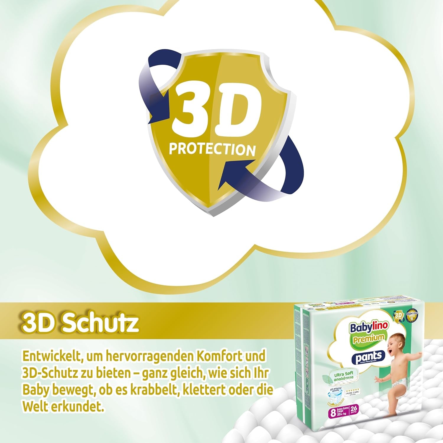 Premium bukser størrelse 8 med ultra-blødt filter, XXL (20+ kg), 26 stk.