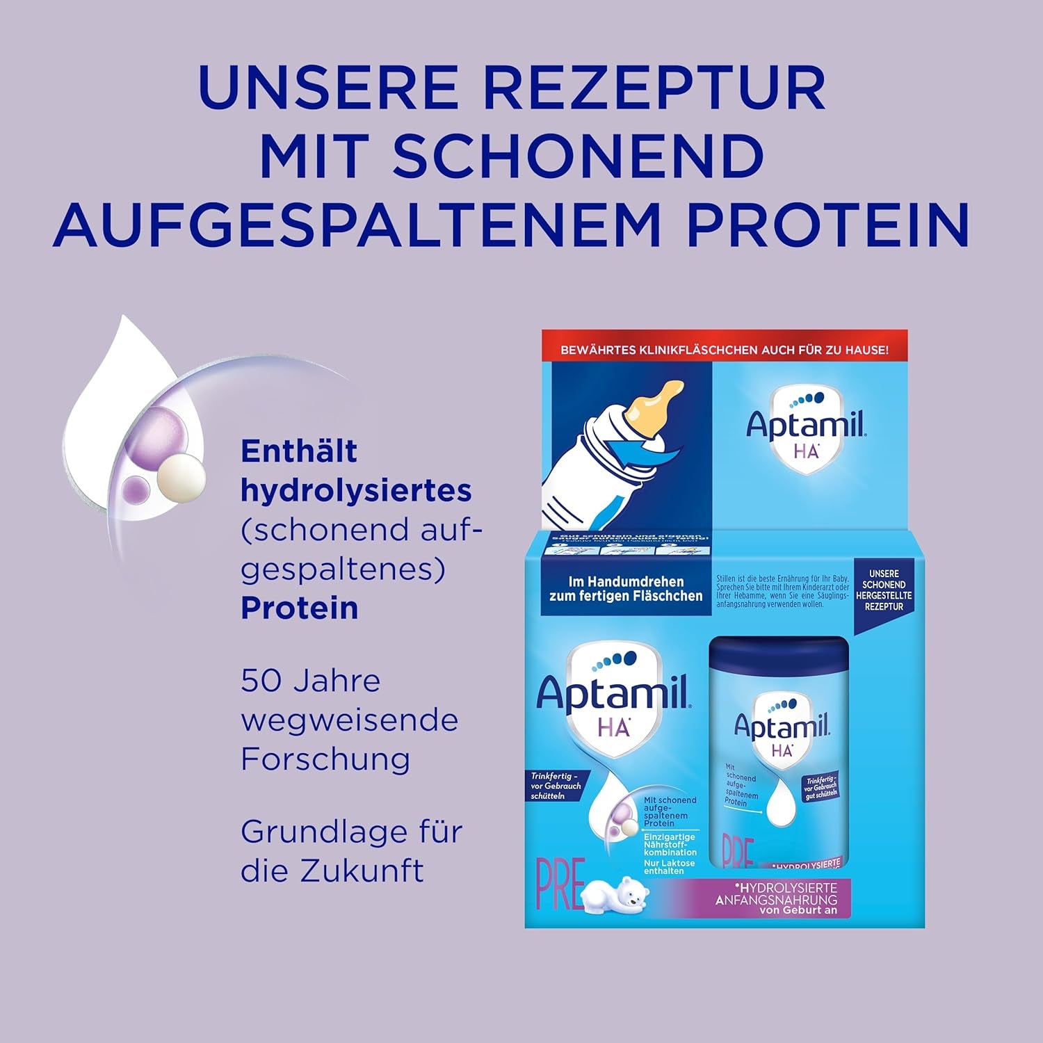 Aptamil HA Pre Ready to Drink – Hydrolyseret mælk til spædbørn fra fødslen – 4 x 2 x 90 ml