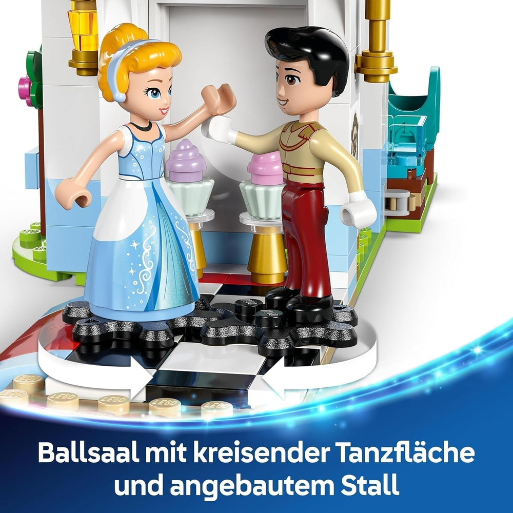LEGO Ç€ Disney Princess Castle Askepot og Hestevogn, Sæt til piger fra 6 år og opefter, Fantastisk Legetøj med Prinsesse Askepot og Prins Charmerende Minidukker, Gaveidé til Disney Fans 43275 Byggesæt Beuche den LEGO-Store