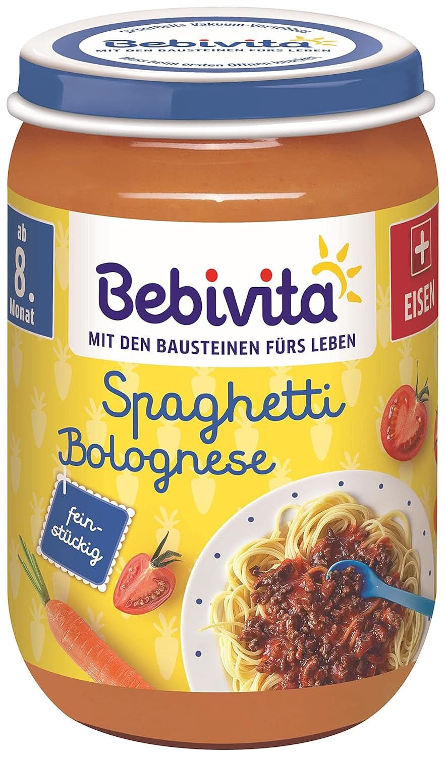 Menuer Fra 8 måneder Spaghetti Bolognese, pakke med 6 stk (6 X 220 gram), medium Mor og barn Naty Shop