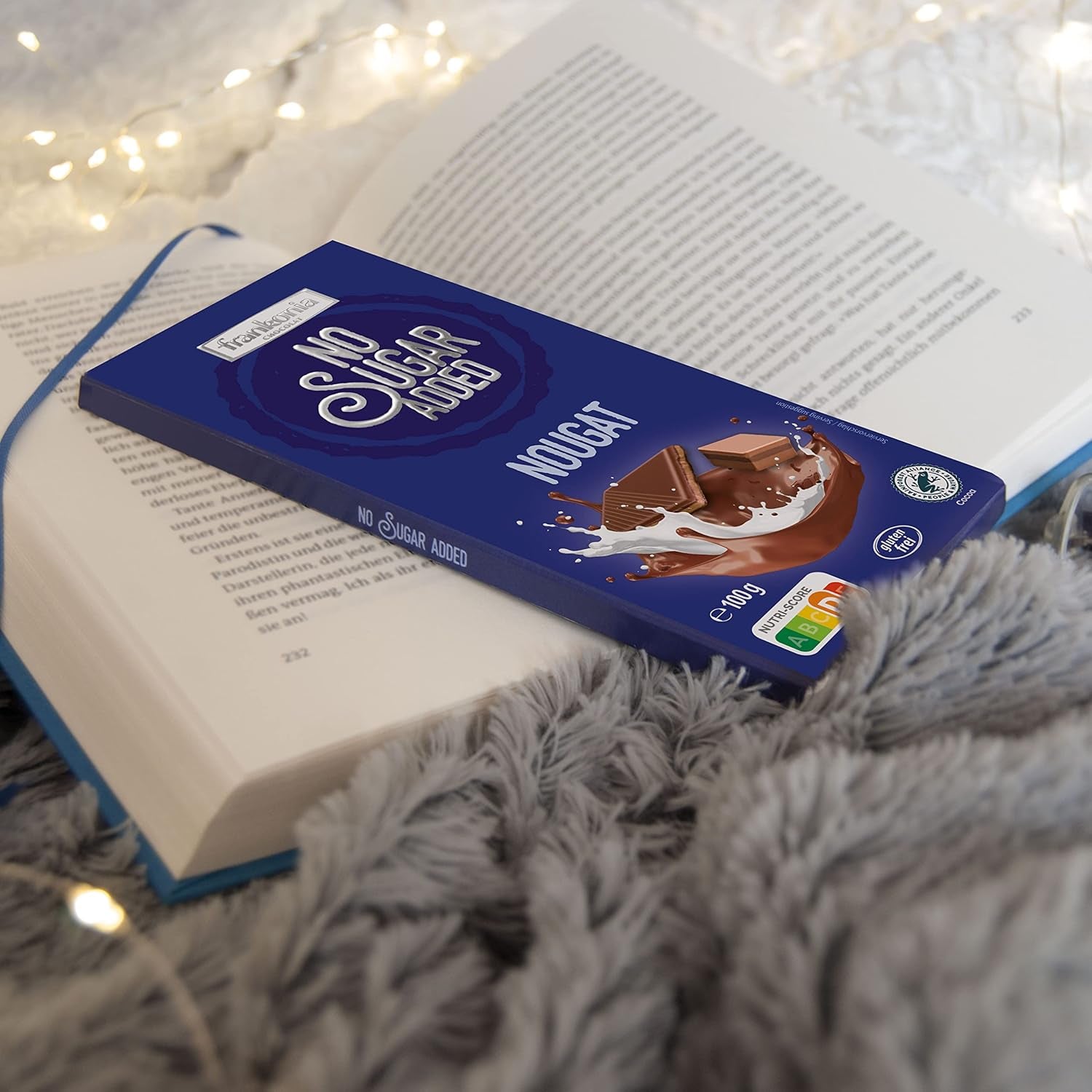 frankonia CHOKOLADE UDEN TILSAT SUKKER Chokolade med nougat, glutenfri, 100 g (pakke med 4)