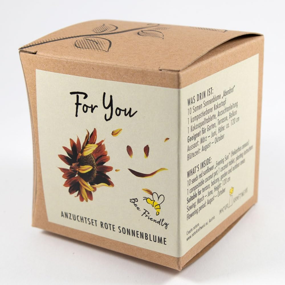 Plant Grow Gift Kit - Sunflower Sunset, inklusive potter, substrat og dyrkningsinstruktioner