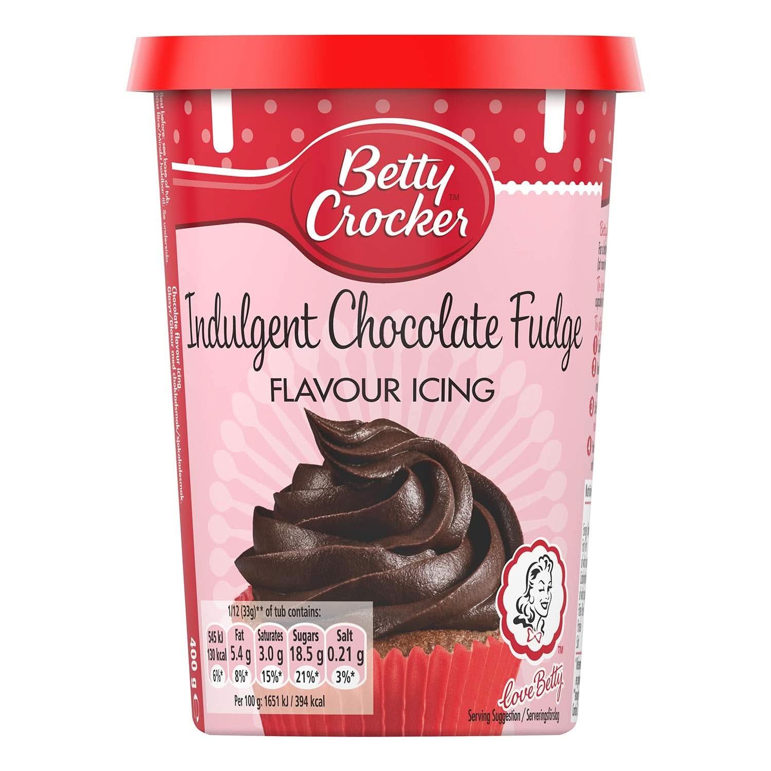 Betty Crocker, kageglasur med chokolade og karamel, 400 gram glasur og dekoration Naty Shop