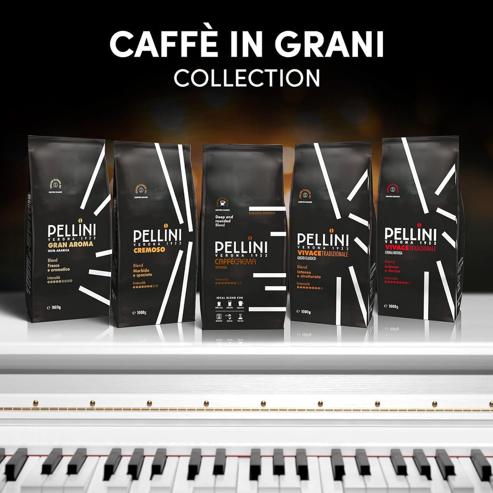Pellini N.82 Vivace, Kaffeebohnen für Espresso 1 kg, Arabica- und Robusta-Mischung mit Kräftigem und Ausgewogenem Geschmack, Mittlere Röstung